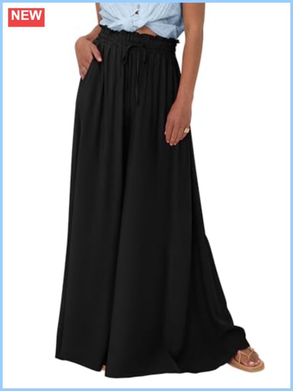 Womens Wide Leg Palazzo Pants High Waist Flowy Casual Summer Trousers with